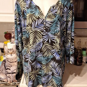 Womens Karen Scott casual floral 3/4 sleeve plus size top 3X